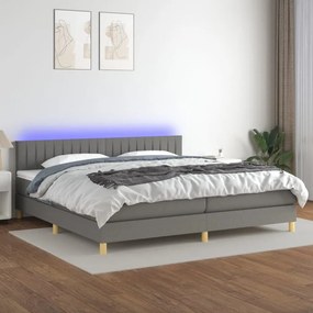 ΚΡΕΒΑΤΙ BOXSPRING ΜΕ ΣΤΡΩΜΑ &amp; LED ΣΚ.ΓΚΡΙ 200X200ΕΚ. ΥΦΑΣΜΑΤΙΝΟ 3133902