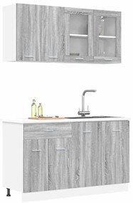 vidaXL Σετ ντουλαπιών κουζίνας 4 pcs Γκρι sonoma 140 x 46 x 81.5 εκ