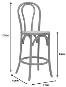 Σκαμπό μπαρ Thonet φυσικό ξύλο οξιάς-έδρα φυσικό rattan 41x50x105εκ