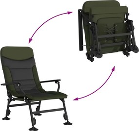 vidaXL Καρέκλα Ψαρέματος με Μπράτσα Πτυσσόμενη Πράσινη