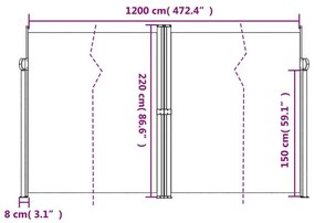 Σκίαστρο Πλαϊνό Συρόμενο Μπλε 220x1200 εκ. - Μπλε