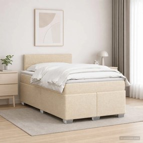 vidaXL Κρεβάτι box spring με στρώμα Κρεμ 120 x 200 cm Ύφασμα