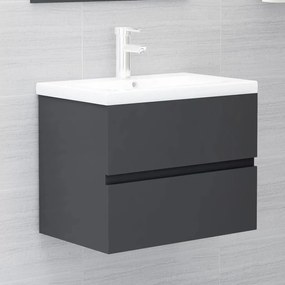 vidaXL Ντουλάπι Νιπτήρα Γκρι 60x38,5x45 εκ. Μοριοσανίδα