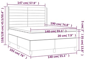 vidaXL Κρεβάτι Boxspring με Στρώμα Μπλε 140x190 εκ. Υφασμάτινο