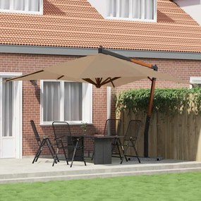 vidaXL Ομπρέλα Κήπου Πρόβολος Taupe 400 x 300 εκ. με Ξύλινο Ιστό
