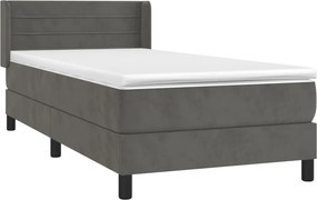 vidaXL Κρεβάτι Boxspring με Στρώμα Σκούρο Γκρι 80x200 εκ. Βελούδινο