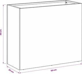 vidaXL Γλάστρα Κήπου Ασημί 50 x 20 x 40 εκ. Γαλβανισμένος Χάλυβας
