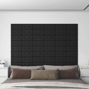 vidaXL Κεφαλάρι Τοίχου 12 pcs Μαύρο 30 x 15 cm Τεχνητό Δέρμα