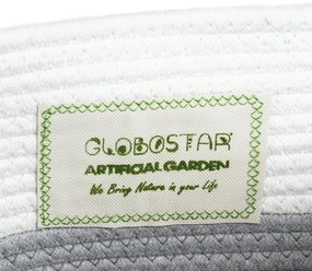 GloboStar® Artificial Garden KEFALONIA 20320 Διακοσμητικό Πλεκτό Καλάθι - Κασπώ Γλάστρα - Flower Pot Γκρι με Λευκό Φ30cm x Υ30cm