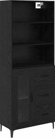 vidaXL Highboard Μαύρη Οξυά 69,5 x 34 x 180 εκ. Επεξεργασμένο Ξύλο