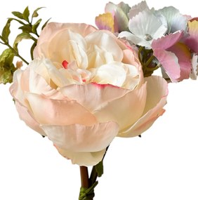 Τεχνητό Μπουκέτο Λουλουδιών Λευκό-Ροζ 25cm 4160y-3/cr-605