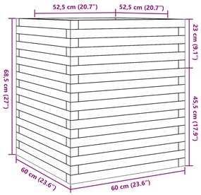 Ζαρντινιέρα Κήπου Λευκή 60x60x68,5 εκ. από Μασίφ Ξύλο Πεύκου - Λευκό