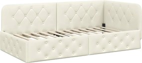 vidaXL Κρεβάτι Γωνίας Κρεμ 100 x 200 cm Βελούδο