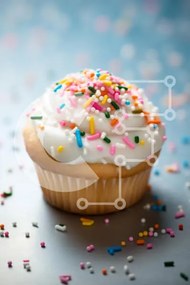 Intra Συλλεκτικό Ξύλινο Παζλ Plywood  4mm - Πολύχρωμο cupcake με ψεκασμούς Σε Ξύλινο Κουτί - Διαστάσεις: 10x10 cm – 25 κομμάτια