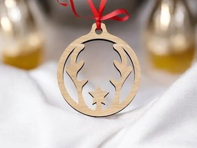 Intra απο ξύλο plywood 3mm-4mm πάχος – Χριστουγεννιάτικο μπιχλιμπίδι Deer Antler 15x15 cm INTRAVECTRY-MY545703