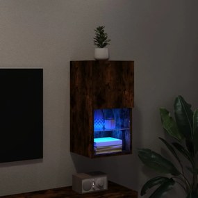 vidaXL Έπιπλο Τηλεόρασης με LED Καπνιστή Δρυς 30,5x30x60 εκ.