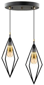 Ceiling lamp Sonia two-light hanging metal Black Φ25x70 cm. 25x25x70 εκ.