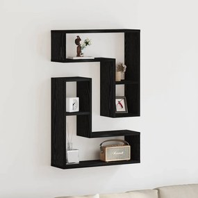 vidaXL Ράφι Τοίχου 2 τμχ. Μαύρη Οξυά 50 x 15 x 85 εκ