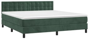 Κρεβάτι Boxspring με Στρώμα Σκούρο Πράσινο 160x200εκ. Βελούδινο - Πράσινο