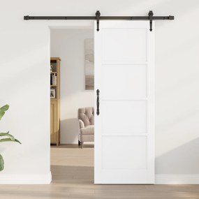 vidaXL Συρόμενη Πόρτα  με Σετ Εξαρτημάτων Λευκή 73.5x198.5 εκ. Συμπαγές Ξύλο Ίνας