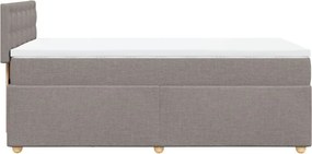 vidaXL Κρεβάτι Boxspring με Στρώμα Taupe 90x200 εκ. Υφασμάτινο