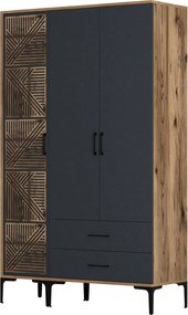 Τριφυλλη Ντουλαπα Καρυδια/Ανθρακι KUMSAL 47.5x120x201.4