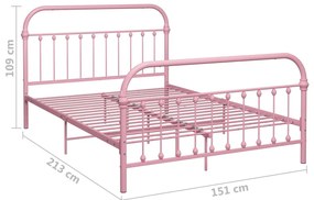 vidaXL Πλαίσιο Κρεβατιού Ροζ 140 x 200 εκ. Μεταλλικό