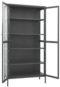 vidaXL Ντουλάπα Βιτρίνας Ανθρακί 90x40x180 εκ. Ατσάλι / Ψημένο Γυαλί