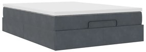 vidaXL Οθωμανικό κρεβάτι με στρώμα σκούρο γκρι 140x190cm Βελούδο