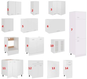 vidaXL Σετ Ντουλαπιών Κουζίνας 14 Τεμαχίων "Lyon" Λευκό από Μηχανικά Ξύλινα Έπιπλα