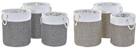Σετ Καλαθιών DKD Home Decor Λευκό Καφέ Γκρι 40 x 40 x 49 cm 4 κιλά 3 Τεμάχια (x2)