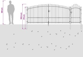 vidaXL Πύλη Κήπου WOERDEN 150 x 400 cm Ατσάλι Γκρι Κλειδώσιμο