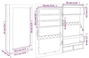 Έπιπλο Κοσμημάτων με Καθρέφτη/LED Φώτα Επιτοίχιο - Καφέ