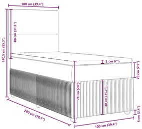 Κρεβάτι Boxspring με Στρώμα Ροζ 100x200 εκ. Βελούδινο - Ροζ