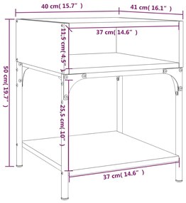 Κομοδίνο Καφέ Δρυς 40 x 41 x 50 εκ. από Επεξεργασμένο Ξύλο - Καφέ