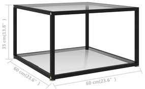 Τραπεζάκι Σαλονιού Διαφανές 60 x 60 x 35 εκ. από Ψημένο Γυαλί - Διαφανές