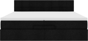VidaXL Οθωμανικό κρεβάτι με στρώματα & LEDs Μαύρο 200x200cm ύφασμα