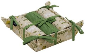 Πετσέτες Κουζίνας Pane 252 Σε Καλαθάκι (Σετ 4τμχ) Green-Beige Kentia 40x70cm 100% Βαμβάκι