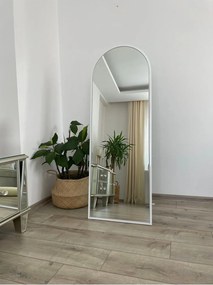 Stewehome Μεταλλικός οβάλ καθρέφτης δαπέδου με λευκό πλαίσιο Λευκό 140x50 cm