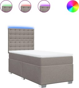 vidaXL Κρεβάτι Boxspring με Στρώμα Taupe 100 x 200 εκ. Υφασμάτινο