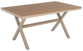 ALUMINUM RECTANGULAR TABLE TAWNEE  CHAMPAGNE COLOR-POLYWOOD IN NATURAL WOOD 150x89,5x73H