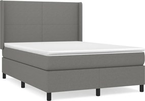 vidaXL Κρεβάτι Boxspring με Στρώμα Σκούρο Γκρι 140x200 εκ Υφασμάτινο