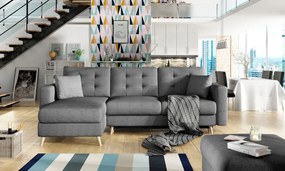 Γωνιακός καναπές Amelion-Γκρι Σκούρο