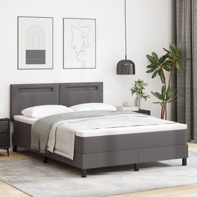 vidaXL Kρεβάτι με ελατήρια και στρώμα σε γκρι, 160x200 εκ, ψεύτικο δέρμα