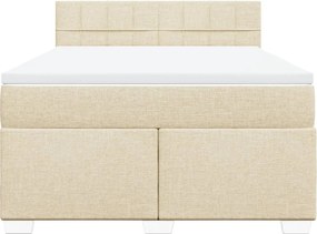 vidaXL Κρεβάτι Boxspring με Στρώμα Κρεμ 140x200 εκ. Υφασμάτινο