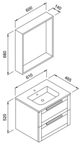 Πάγκος LAGUNA Λευκό MDF 18mm Λάκα 60 S3BLAG060WHM 61x46.50x52cm