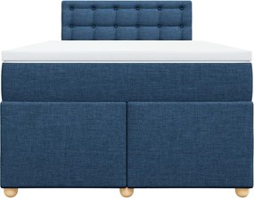 vidaXL Κρεβάτι Boxspring με Στρώμα Μπλε 120x190 εκ. Υφασμάτινο