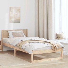 vidaXL Σκελετός Κρεβατιού Καφέ 75 x 190 cm Μασίφ ξύλο πεύκου
