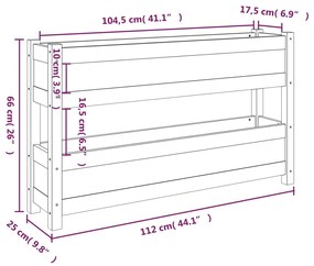 Ζαρντινιέρα 112x25x66 εκ. από Μασίφ Ξύλο Πεύκου - Καφέ