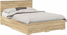 vidaXL Σκελετός Κρεβατιού Sonoma Δρυς 140 x 190 cm Επεξεργασμένο Ξύλο